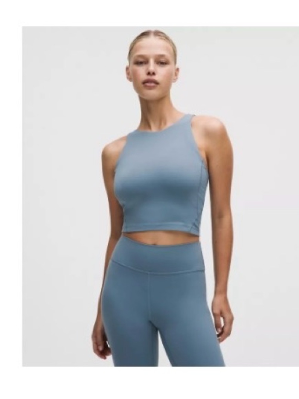 lululemon athletica High-Neck Crop Tank in Dusty Blue